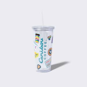 Tall Big Bou Gingham Hydration Tumbler 24oz w/Straw - Coral - Caribou Coffee